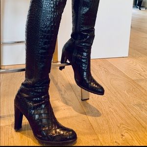 Stuart Weitzman block over the knee Python boots